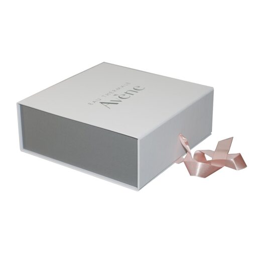 Różowe pudełko oklejane papierem ozdobnym wstążką satynową - HM103 