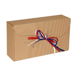 Pudełko prezentowe z ozdobną falą i kokardą